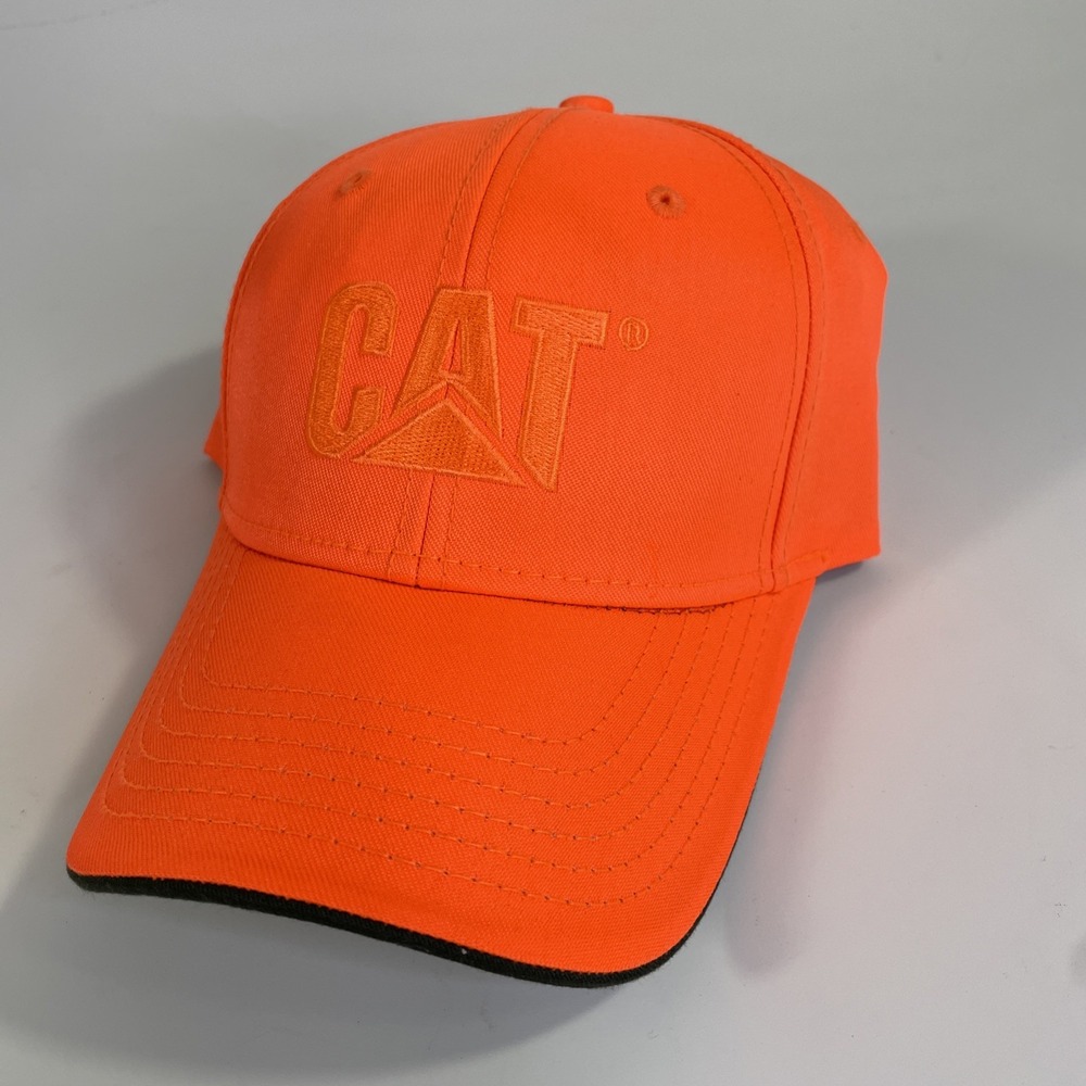CAT Caterpillar Mens Neon Orange Adjustable Hat Cap Hunting Construction